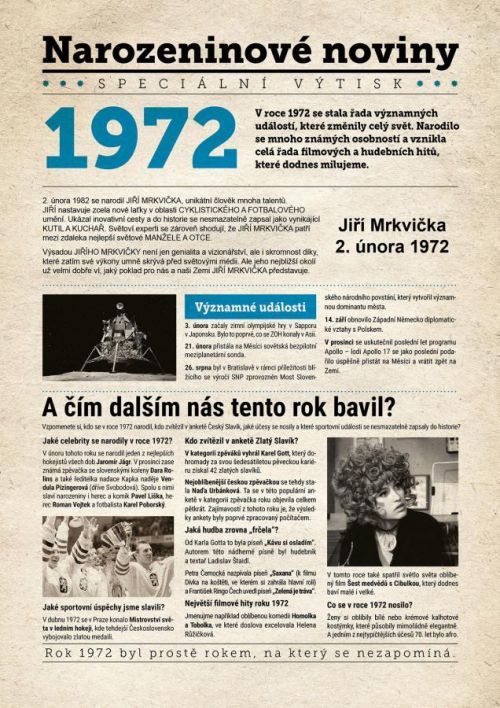 Narozeninové noviny 1972, Narozeninové noviny 1972