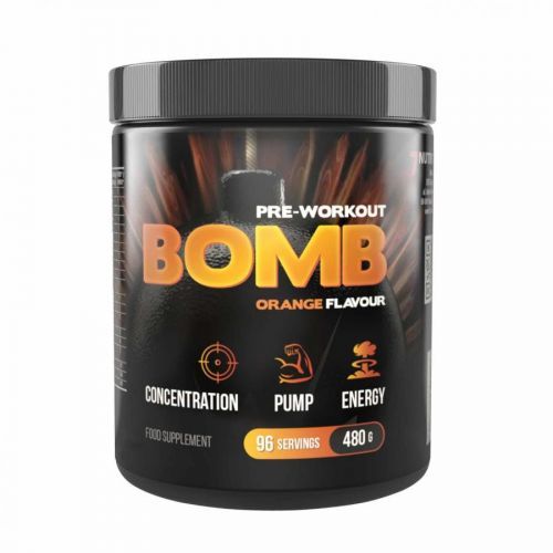 7NUTRITION Pre-Workout Bomb 480 g, komplexní sypká předtréninková směs, Pomeranč