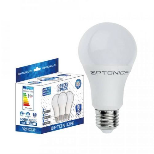 Optonica LED Plastic Žárovka 3 Pieces Pack E27 A60 5 Years Záruka 12W Neutrální bílá