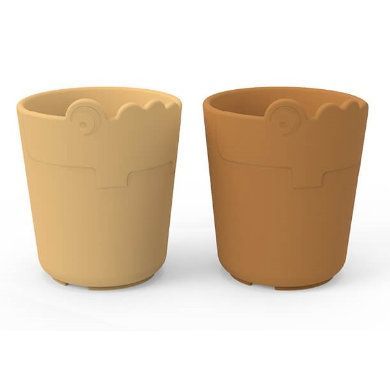 Done by Deer ™ Kelímek na pití Kiddish 2-Pack Croco Mustard Yellow