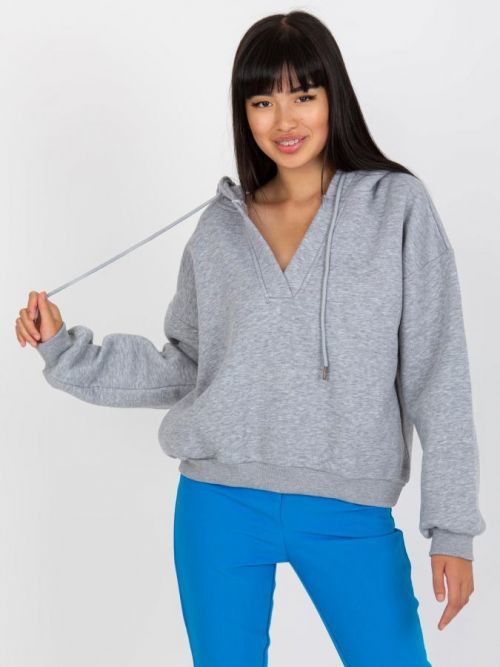 ŠEDÁ MIKINA S VÝSTŘIHEM -RV-BL-7998.60P-GREY Velikost: S/M