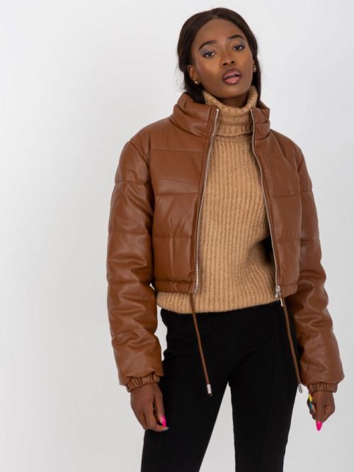 HNĚDÁ KOŽENKOVÁ PROŠÍVANÁ BUNDA NM-KR-D2-3820-20.49P-BROWN Velikost: S