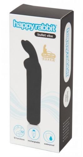 Happyrabbit Bullet - battery-powered, bunny stick vibrator (black)