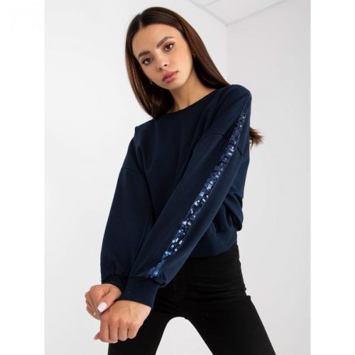 Navy blue short sweatshirt without a hood with the RUE PARIS application