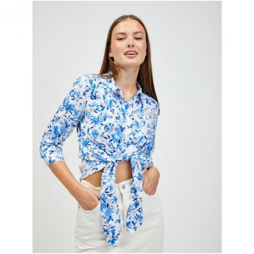 Bílo-modrá květovaná košile s uzlem ORSAY - Dámské