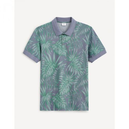 Celio Polo tričko Cepalm s listy - Pánské