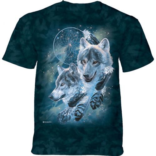 Tričko unisex The Mountain Dreamcatcher Wolf Collage - modré, S