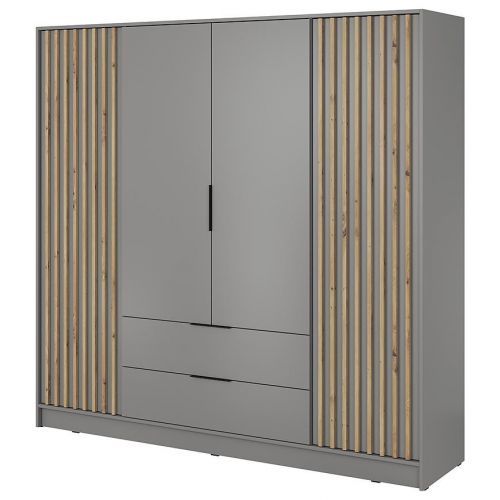 Skříň Nelly 4d šedá/lamela artisan