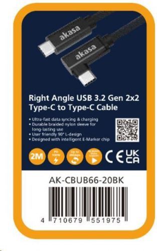 AKASA - USB 3.2 Gen 2 Type-C na C, úhlová (AK-CBUB66-20BK)