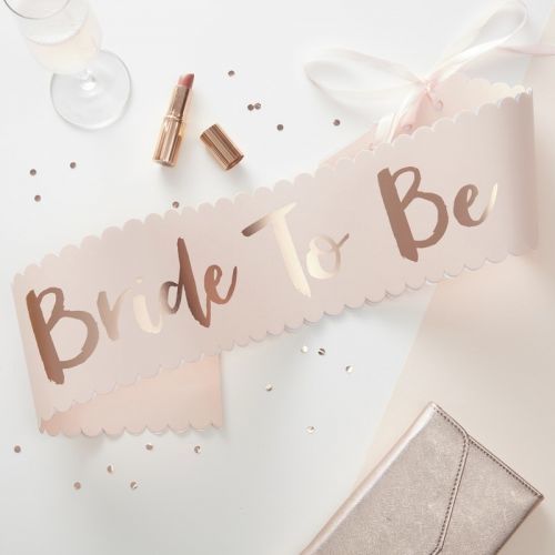 ŠERPA růžová s potiskem z růžového zlata Bride to Be