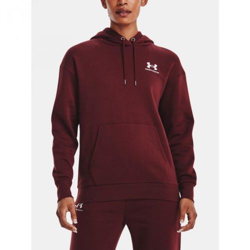 Under Armour Mikina Essential Fleece Hoodie-RED - Dámské