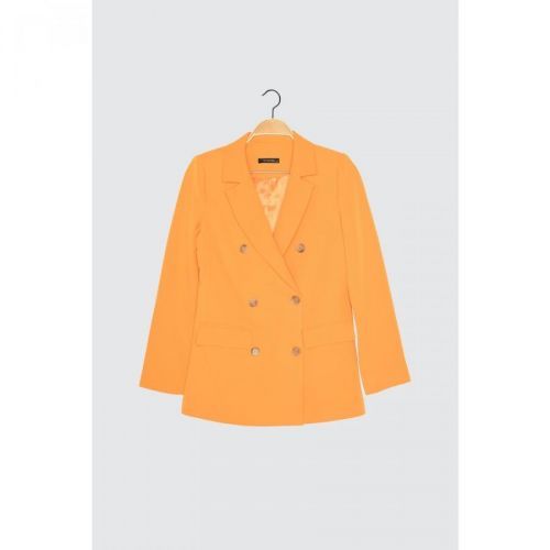Trendyol Orange Button And Pocket Detailed Blazer Jacket