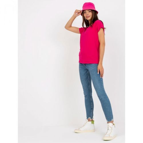 Basic fuchsia cotton t-shirt for women