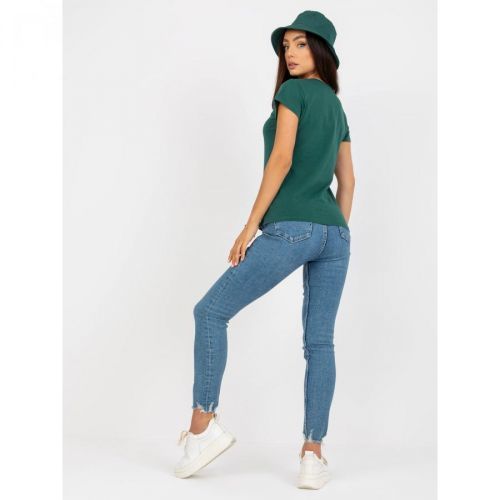 Basic dark green cotton t-shirt for women