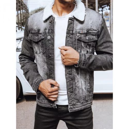 Black men's winter denim jacket Dstreet TX4230