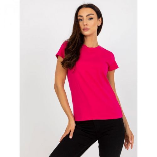 Basic fuchsia women's t-shirt with a round neckline