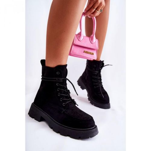 Women's Suede Boots Tied Black Vanita