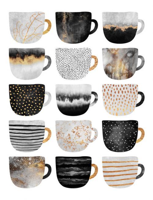 Elisabeth Fredriksson Ilustrace Pretty Coffee Cups, Elisabeth Fredriksson, (30 x 40 cm)