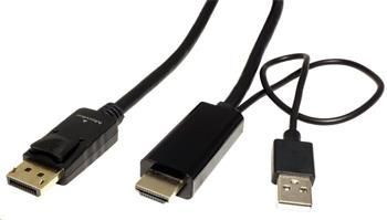 ROLINE HDMI -> DisplayPort kabel, HDMI A(M) -> DP(M), 4K@60Hz, 2m
