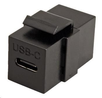 Keystone spojka USB C(F) - USB C(F), horizontální, černá