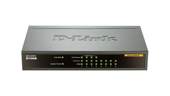 D-Link DES-1008PA 8x10/100 Desktop Switch, 4xPoE, DES-1008PA