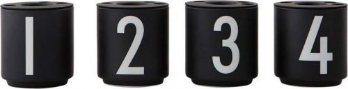 Set 4 černých porcelánových svícnů Design Letters Mini