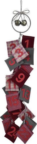 Červený závěsný adventní kalendář z vlny Ego Dekor Advent, výška 77 cm