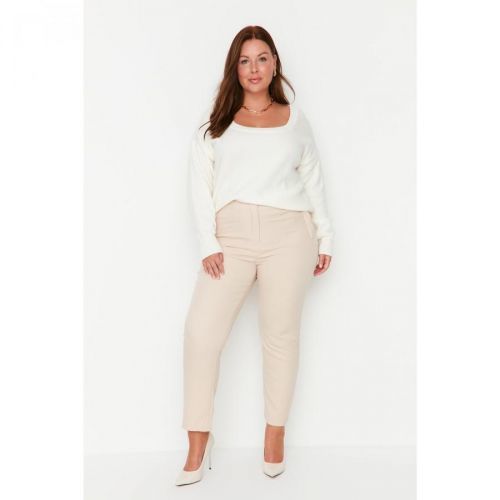 Trendyol Curve Beige Cigarette Woven Trousers