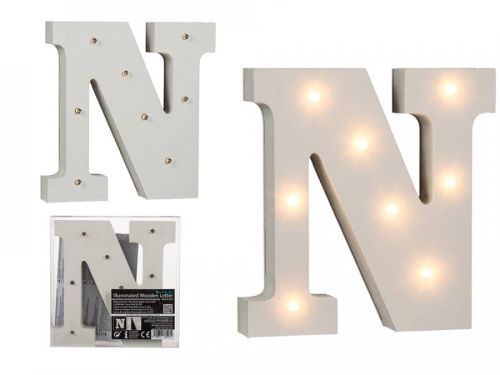 Osvětlené dřevěné písmeno N