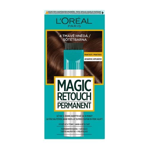 L'Oréal Paris Magic Retouch Permanent 18 ml permanentní barva na rychlé zakrytí odrostů pro ženy 4 Dark Brown