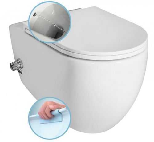 ISVEA INFINITY závěsná WC mísa Rimless, integrovaný ventil a bidet. sprška, 36,5x53 cm, bílá 10NFS1001I