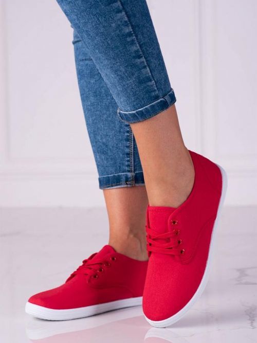 Designové dámské červené  tenisky bez podpatku