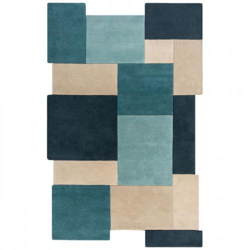 Flair Rugs koberce Ručně všívaný kusový koberec Abstract Collage Teal - 120x180 cm Vícebarevná
