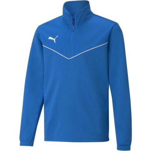 Puma TEAMRISE 1 4 ZIP TOP JR Chlapecká mikina, modrá, velikost 128