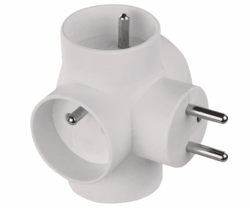 Zásuvka rozbočovací 4x kulatá bílá