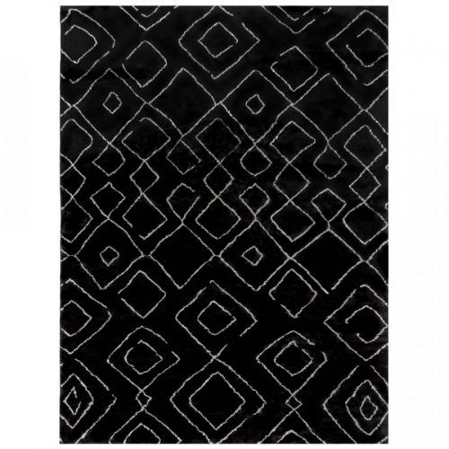 Flair Rugs koberce Kusový koberec Furber Imran Fur Berber Black/Ivory - 120x170 cm Černá