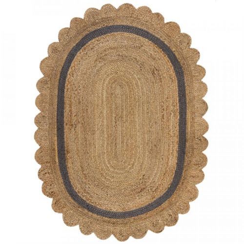 Flair Rugs koberce Kusový koberec Grace Jute Natural/Grey ovál - 80x230 ovál cm Béžová