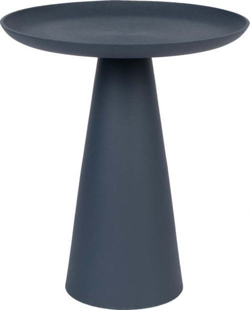 Modrý hliníkový odkládací stolek White Label Ringar, ø 39,5 cm