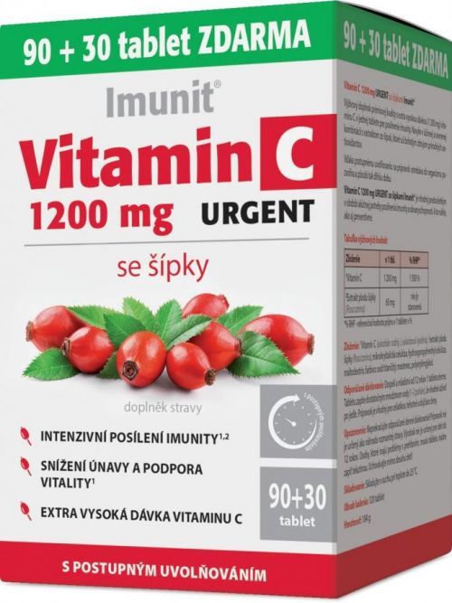 Imunit® Vitamin C 1200 mg Urgent se šípky Imunit 90+30 zdarma 120 tobolek