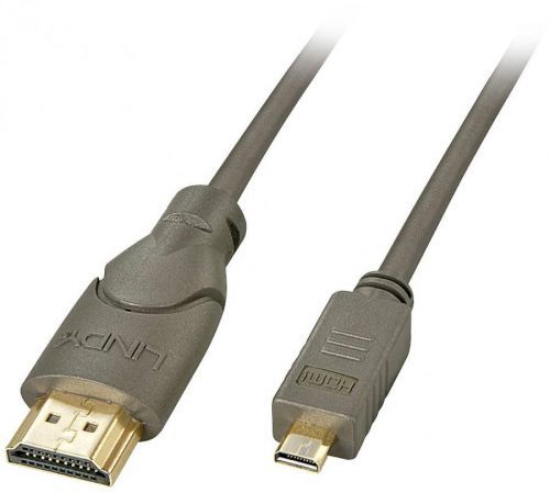 HDMI kabel LINDY [1x HDMI zástrčka - 1x micro HDMI zástčka D] šedá 2 m