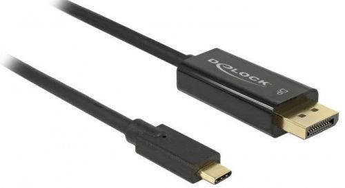 Delock USB-C(TM) / DisplayPort kabelový adaptér USB-C (TM) zástrčka, Konektor DisplayPort 3.00 m černá 85257 pozlacené kontakty Kabel pro displeje USB-C(TM)