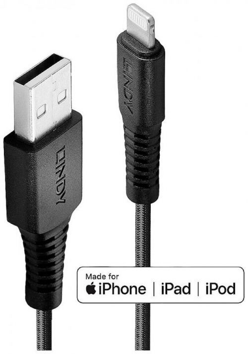 LINDY USB kabel USB 2.0 Apple Lightning konektor, USB-A zástrčka 2 m černá  31292