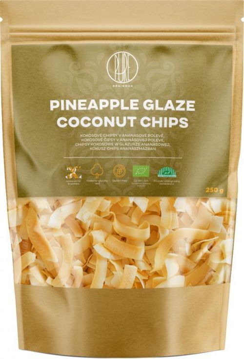 BrainMax Pure Kokosové chipsy v ananasové polevě, BIO, 250 g