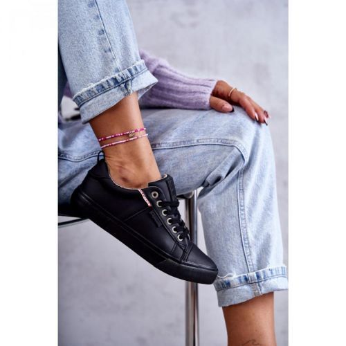 Women's Low Leather Sneakers Big Star KK274006 Black