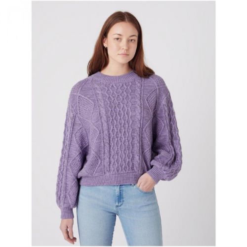 Světle fialový dámský svetr s balonovými rukávy Wrangler - Dámské