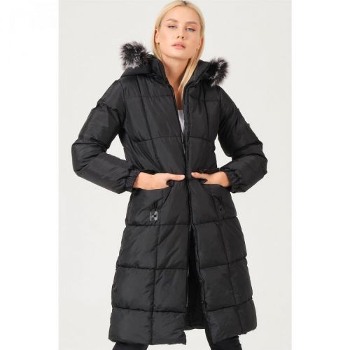 Z6706 DEWBERRY LADIES COAT-LIGHT BLACK