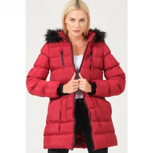 Z6763 DEWBERRY LADIES COAT-BURGUNDY
