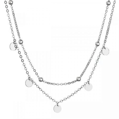 Evolution Group Stříbrný náhrdelník dvouřadý malé placičky a kuličky 62007