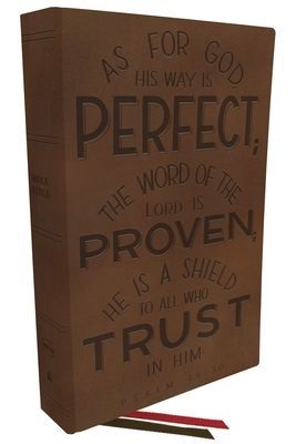 NKJV, Thinline Bible, Verse Art Cover Collection, Genuine Leather, Brown, Thumb Indexed, Red Letter, Comfort Print - Holy Bible, New King James Version (Thomas Nelson)(Leather / fine binding)