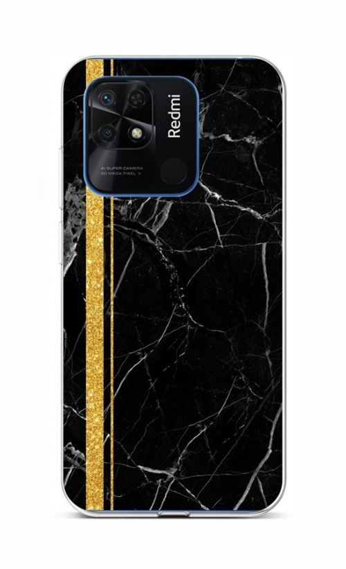 Kryt STYLE TopQ Xiaomi Redmi 10C Mramor černo-zlatý 76065